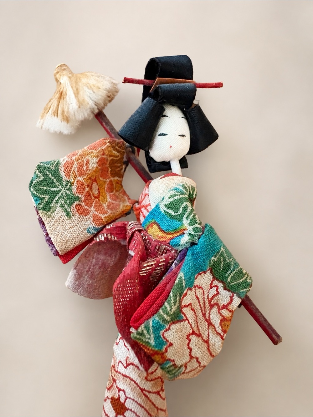 Vintage Japanese Geisha Doll Silk Kimono Mini Decor Japan - Picture 3 of 3